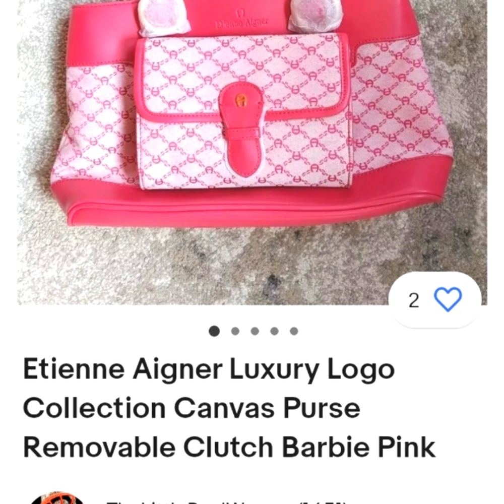 Aigner Luxury Logo Collection Canvas Clutch Purse with removable Clutch Barbie